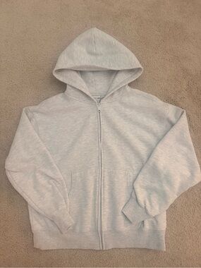 Light Gray Full-Zip Hooded Sweatshirt